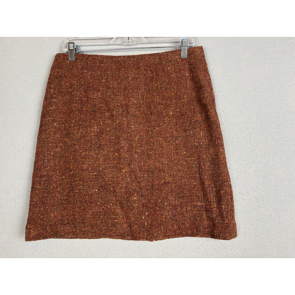 Amanda Smith Skirt Womens 12P Brown Wool Tweed Pencil Lined Knee Length Workwear
